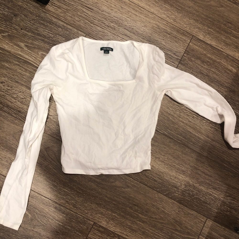 Plain white square neck long sleeve